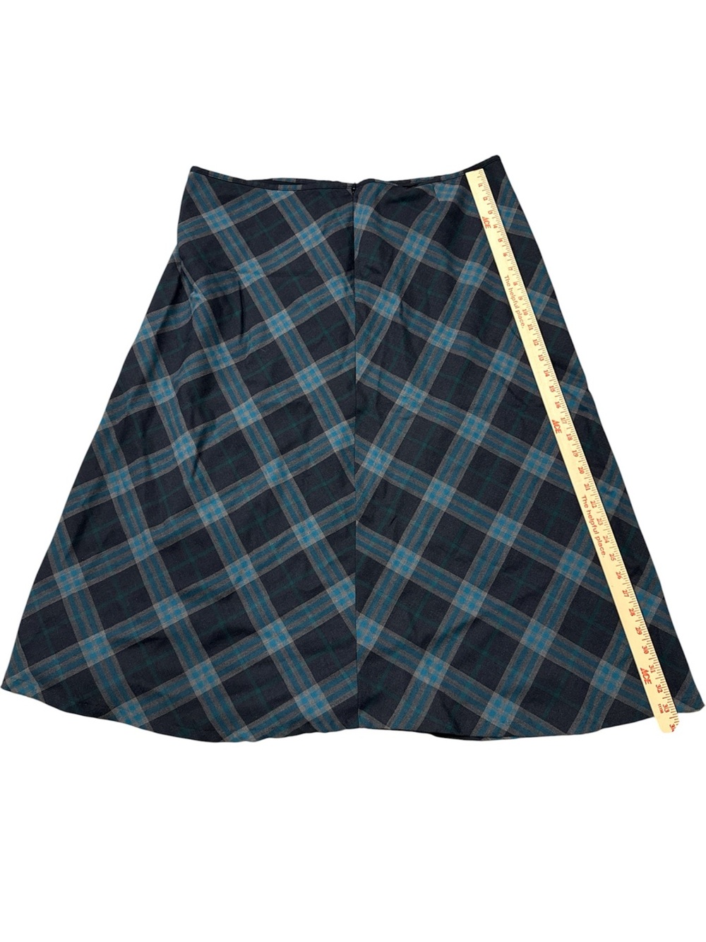 Talbots Women’s Pleated Wool Blend Skirt Sz. 20 Plaid Green Blue Knee Length - Picture 2 of 3